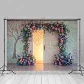 Aperturee - Aperturee Hydrangea Floral Wood Farm Door Wedding Backdrop